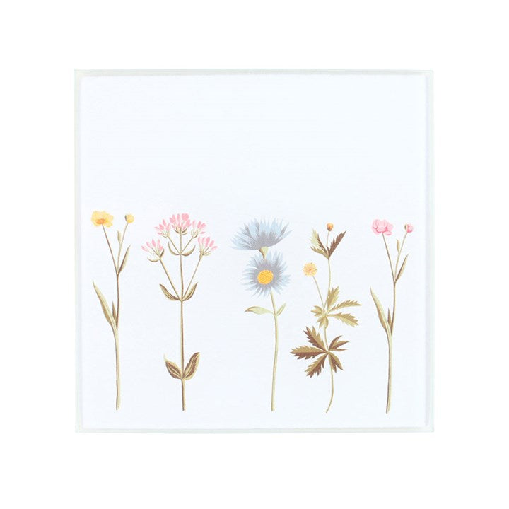 Floral Glass Coaster Set