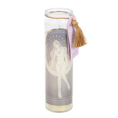 Selene Goddess Tube Candle with Amethyst Crystals