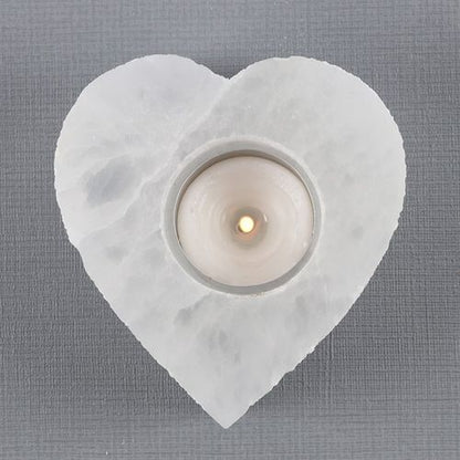 Selenite Heart Tealight Holder