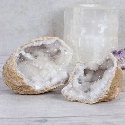 Medium White Quartz Geode Ornament