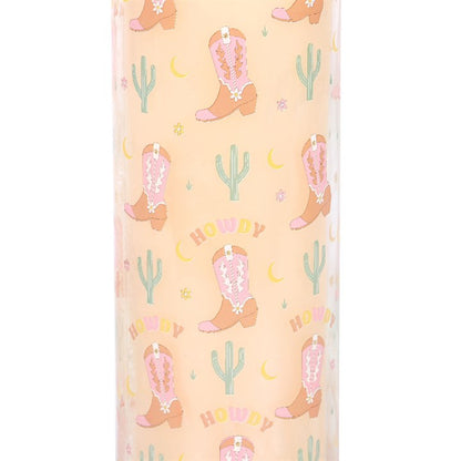 Howdy Cowboy Boot Print Floral Tube Candle