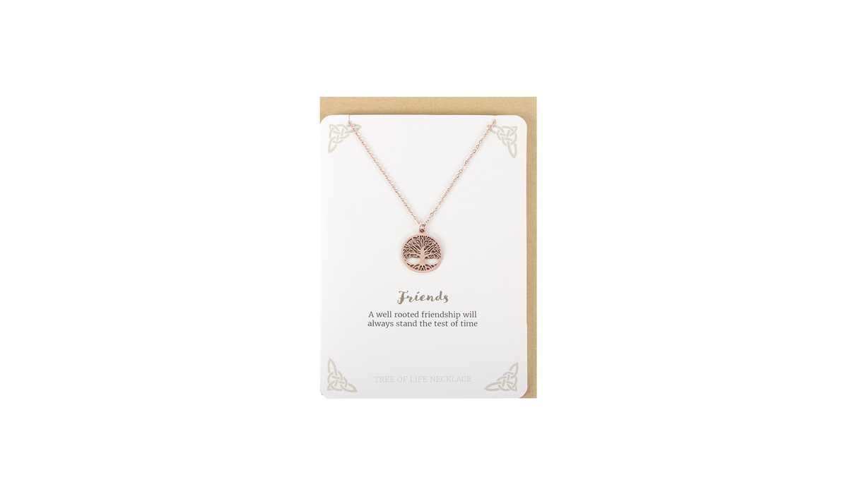 Rose Gold Friends Tree of Life Necklace Card