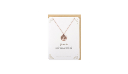 Rose Gold Friends Tree of Life Necklace Card