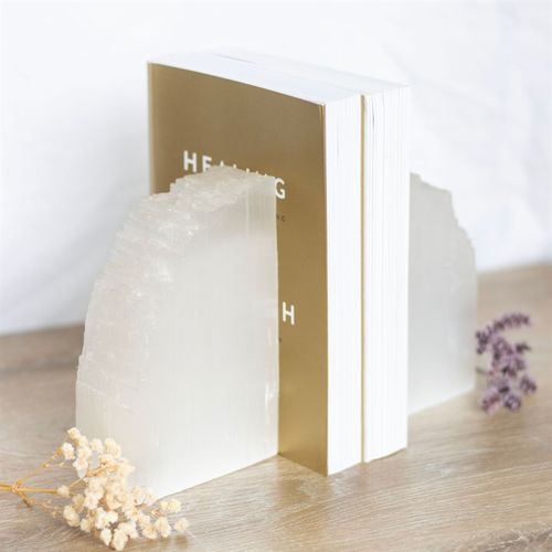 Pair of Stunning Selenite Crystal Bookends Home decor for Bookshelf