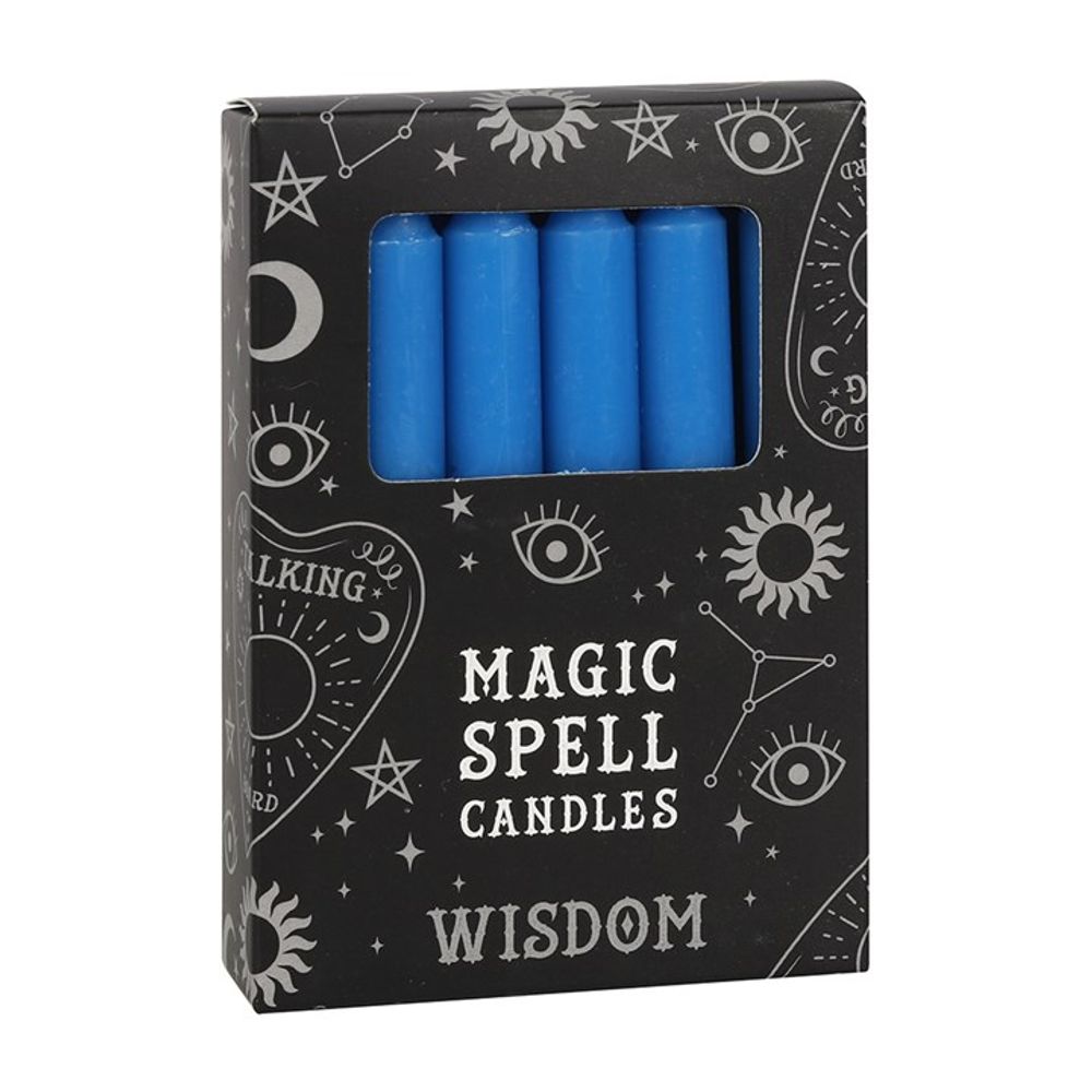 Set of 12 Blue 'Wisdom' Spell Candles