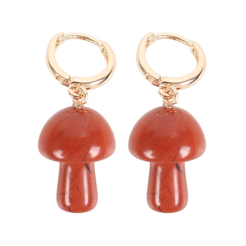 Red Jasper Crystal Mushroom Earrings