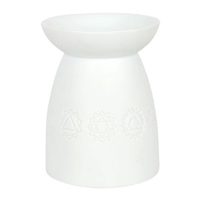 White Ceramic Seven Chakra Oil Burner and Wax Warmer