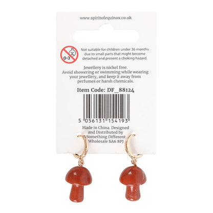 Red Jasper Crystal Mushroom Earrings