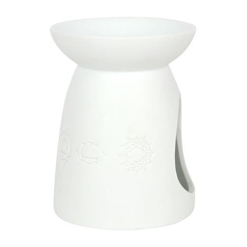 White Ceramic Seven Chakra Oil Burner and Wax Warmer