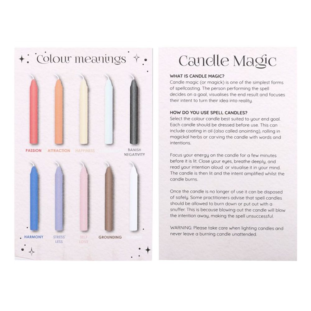 Pack of 12 Mixed Colour Spell Candles