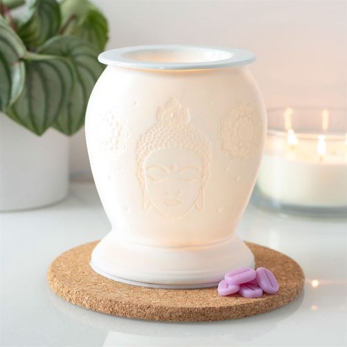 White Ceramic Buddha Electric Oil Burner and Wax Warmer