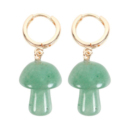 Aventurine Crystal Mushroom Earrings