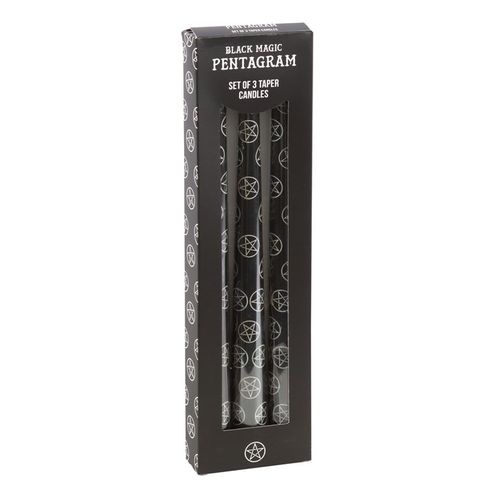 Set of 3 Black Magic Pentagram Taper Candles