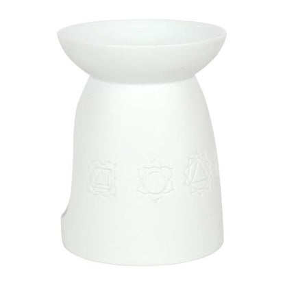 White Ceramic Seven Chakra Oil Burner and Wax Warmer