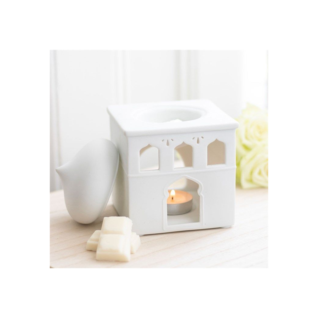 Off White Mosque Oil Burner and Incense Cone Holder