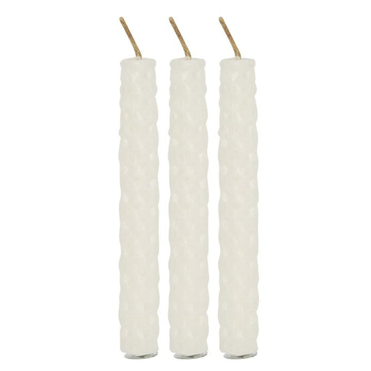 Set of 6 White Beeswax Spell Candles