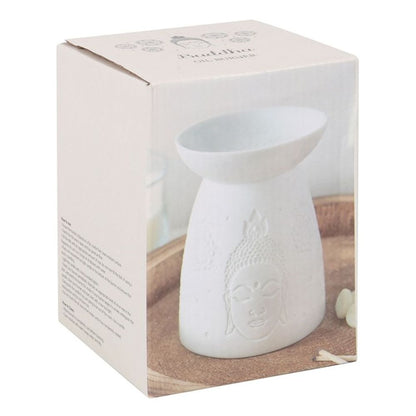 White Ceramic Buddha Face Oil Burner