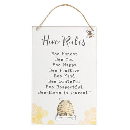 Hive Rules Hanging Sign