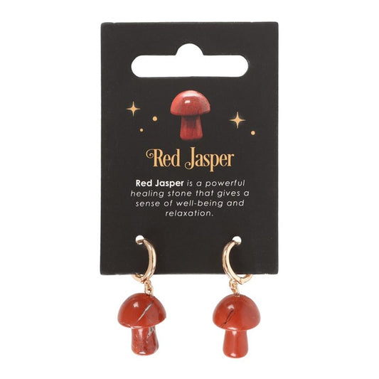 Red Jasper Crystal Mushroom Earrings