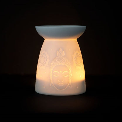 White Ceramic Buddha Face Oil Burner