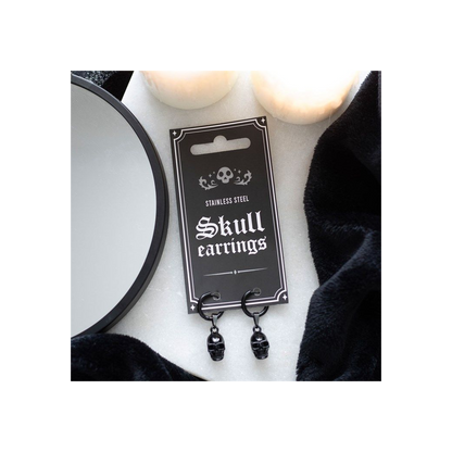 Black Stainless Steel Skull Earrings