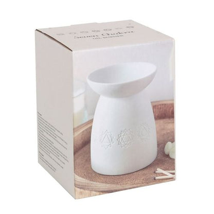 White Ceramic Seven Chakra Oil Burner and Wax Warmer